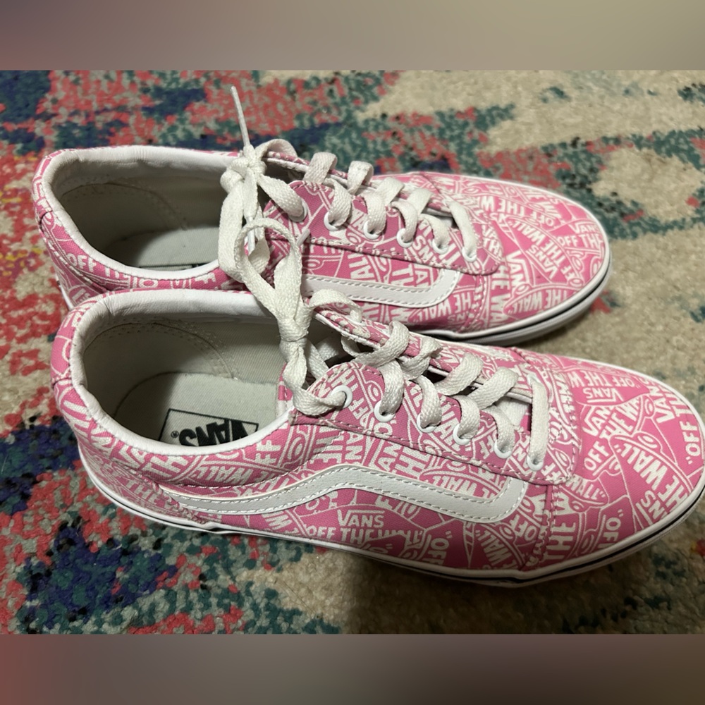 Pink logo vans missy size 6